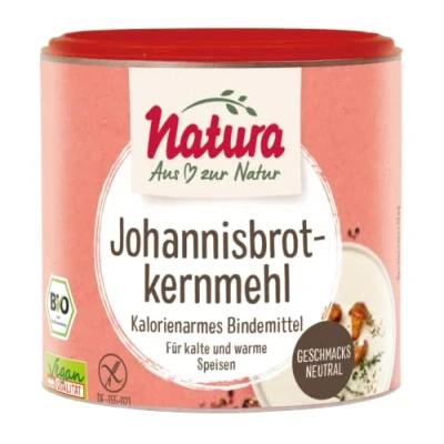 Abbildung von Natura Bio Johannisbrotkernmehl 100 g Kalorienarmes, pflanzliches Bindemittel vegan und glutenfrei zum Andicken Binden geschmacksneutral