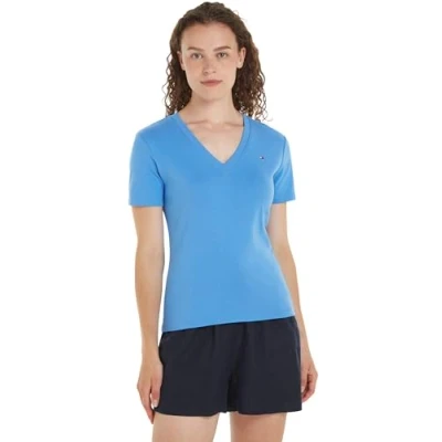 Abbildung von Tommy Hilfiger NEW SLIM CODY V NECK Tshirt basic, Damen, Größe: XXS, Blue spell