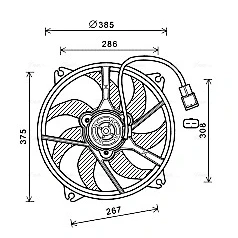 Abbildung von PRASCO PE7556 Lüfter 385 12 240 CITROËN: Berlingo / First I, II, C4 Picasso 1, PEUGEOT: 307 Kombi, Schrägheck, RCZ Coupe