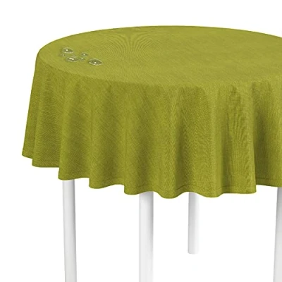 Abbildung von LILENO HOME Tischdecke rund abwaschbar [160 cm rund] in Grün Gesäumte Polypropylen Gewebe wasserdicht mit Fleckschutz
