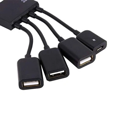 Abbildung von 4 Port Micro USB Splitter Hub Mehrzweck Stromversorgung OTG Kabel für Android Tablet PC und Smartphone Schwarz