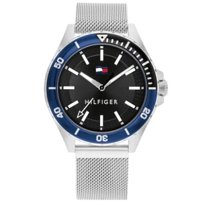 Abbildung von Tommy Hilfiger Analog Quarzuhr für Herren mit Silbernes Edelstahl Mesh Gliederarmband 1792037