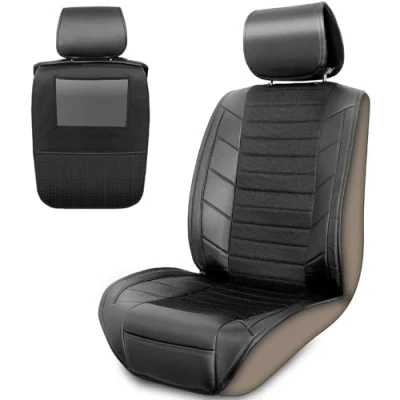 Abbildung von Upgrade4cars Autositzauflage Vordersitze Leder Optik Schwarz Auto Sitzbezüge Vorne mit Rücksitz Organizer Sitzbezug Universal