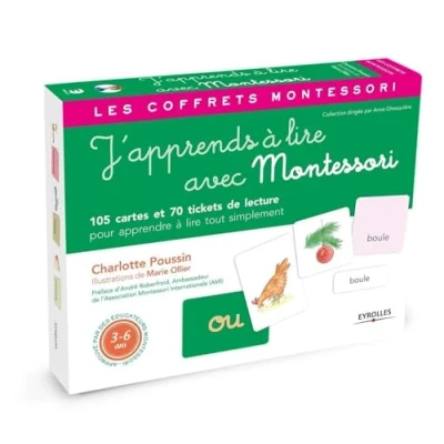 Abbildung von J&#039;apprends à lire avec Montessori. Coffret pour apprendre tout simplement: 105 cartes et 70 tickets de lecture simplement