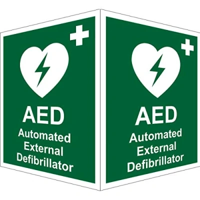 Abbildung von Seco AED Automated External Defibrillator On Each Face Schild, 150 mm x 200 1 halbstarrer Kunststoff