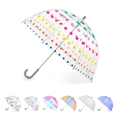 Abbildung von totes Regenschirm für Erwachsene und Kinder, transparent, mit Kuppeldach, leichtes Design, Wind Regenschutz, Dots, Kinder Baldachin, 94 cm, Kids 37&quot;, Transparenter Bubble