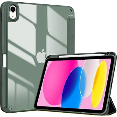 Abbildung von ProCase Hülle für ipad 10. Generation 2022 10,9 Zoll mit Stifthalter, Stoßfeste Smart Case Cover transparenter Rückseitenschale Schutzhülle Kompatibel 10th Gen Olivegrün