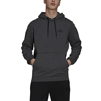 Abbildung von adidas Herren Essentials Fleece Hoodie, Dark Grey Heather/Black, S