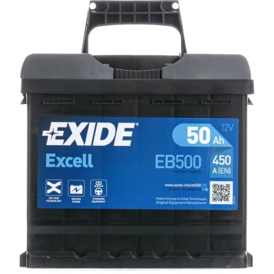 Abbildung von EXIDE EXCELL EB500 Batterie 12V 50Ah 450A B13 VOLKSWAGEN: ID.4, GOLF 5 Schrägheck, 6, PEUGEOT: 206 SW, 607 Limousine, 207 Schrägheck