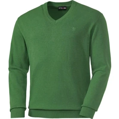 Abbildung von Otto Kern Pullover Herren mit V Ausschnitt, Strickpullover aus 100% Baumwolle, Bequemes Sweatshirt in Regular Fit Passform, Grün, Gr. XL