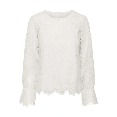 Abbildung von Y.A.S Damen YASPERLA LS LACE TOP S. NOOS Bluse, Whitecap Gray, Small