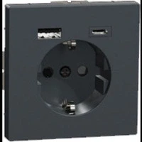 Abbildung von Schneider Electric Merten MEG2367 6034 Steckdose mit USB Anschluss Typ A+C System Design Anthrazit,Schuko Unterputz,Schutzkontaktsteckdose, geeignet für Smartphone, Tablet