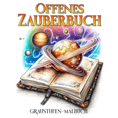 Abbildung von Offenes Zauberbuch Graustufen Malbuch: Entdecke die zauberhafte Welt von Magie und Geheimnissen Mit dem Malbuch &quot;Offenes Zauberbuch&quot; ... zum Ausmalen Anregen deiner Fantasie