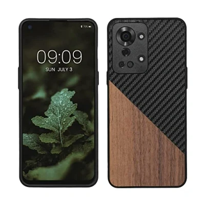 Abbildung von kwmobile Hülle kompatibel mit OnePlus Nord 2T 5G Handyhülle Handy Schutzhülle Smartphone Cover Dunkelbraun Schwarz