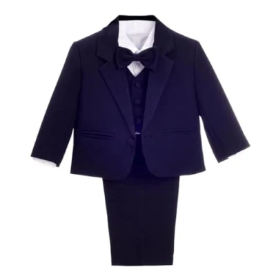 Abbildung von Lito Angels Baby Anzug Jungen Hochzeit, 5 Teiliges Set (Sakko, Weste, Hemd, Hose &amp; Krawatte), Dunkelmarine, Größe 0 3 Monate 62 (Tag Nummer 3M)