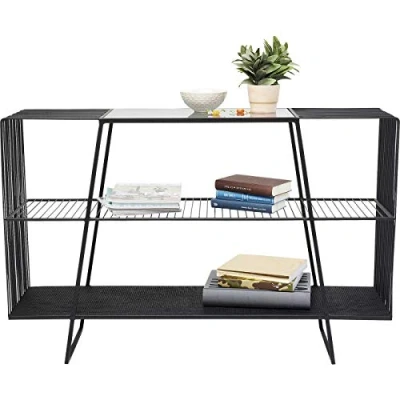 Abbildung von Kare Design Konsole Mesh Schwarz, Konsole, Regal, Stahlrahmen, Wohnzimmer, Regal für Bücher und Accessoires, 78x120x32 cm (H/B/T)