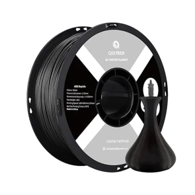Abbildung von QIDI TECH ABS Rapido Filament 1.75mm, 3D Drucker 1kg Spule (2.2lbs), geeignet für Hochgeschwindigkeitsdruck, Druck Filament, hochbeständig, Schwarz