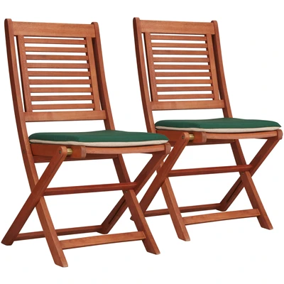 Abbildung von MERXX Gartenstuhl Cordoba (Set, 2 St), 2er Set, Eukalyptus, klappbar, braun, inkl. Wendeauflage
