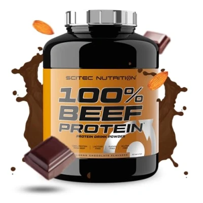 Abbildung von Scitec Nutrition 100% Beef Protein, Aromatisiertes Protein Getränkepulver, Laktosefrei, Zuckerfrei, Glutenfrei 1,8 kg, Mandelschokolade