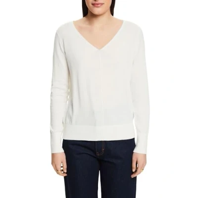 Abbildung von Esprit MIT Vausschnitt Strickpullover, Damen, Größe: Large, Off white