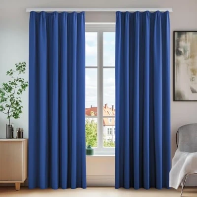 Abbildung von Deconovo Thermovorhang Blickdicht Gardinen Abdunklungsvorhang Lärmschutzvorhang mit Kräuselband, 210x140 cm(HöhexBreite), Königsblau, 2er Set