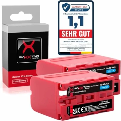 Abbildung von Baxxtar Pro NP F970 Akku echte 7800mAh (2X) LG Cells Inside kompatibel mit Sony F980 / F750 usw.