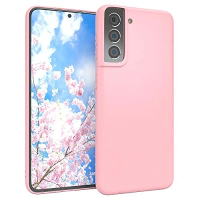 Abbildung von EAZY CASE Handyhülle Silikon mit Kameraschutz kompatibel Samsung Galaxy S21 5G in Rosa, Ultra dünn, Slimcover, Silikonhülle, Hülle, Softcase, Backcover