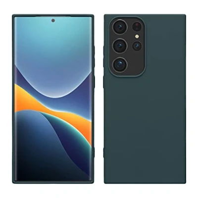 Abbildung von kwmobile Hülle kompatibel mit Samsung Galaxy S23 Ultra TPU Silikon Handyhülle weich schlank Case stoßabsorbierend flexibel kabelloses Laden Dunkler Schiefer