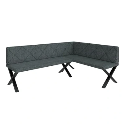 Abbildung von Eckbank Akiko Metal X Eckbankgruppe für Ihrem Esszimmer, Küche modern, Sitzecke, Essecke. Perfekt Küche, Büro und Rezeption. Solide Starke Verarbeitung. (196x142 Rechts Inari96)