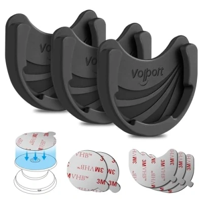 Abbildung von volport Pops Handy Autohalterung Socket, 3 Stück Silicone Grip Auto Halterung KFZ Handyhalter für Smartphones, Tablets, Armaturenbrett, Schreibtisch, Küche und Zuhause, 3M VHB Klebstoff Ersatz