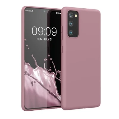 Abbildung von kwmobile Hülle kompatibel mit Samsung Galaxy S20 FE weiches TPU Silikon Case Cover geeignet für kabelloses Laden Altrosa