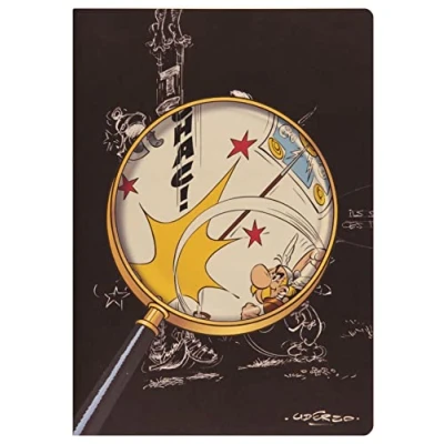 Abbildung von Clairefontaine 813026C Notizbuch Asterix 4, mit Fadenbindung DIN A4, 32 Blatt liniert, Motiv skizziert Lupe, 1 Stück