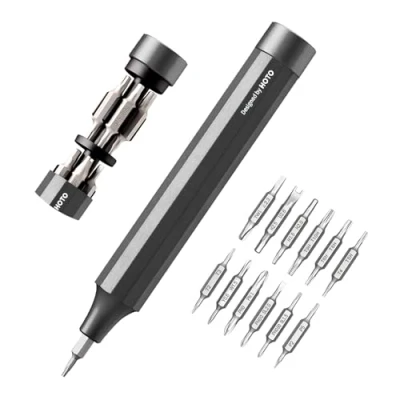 Abbildung von HOTO Feinmechaniker Schraubendreher Set, 24 in 1 Magnetisch Präzisions Bits Mini Schraubenzieher Werkzeug Satz für Handy Laptop PC Brille Uhr, Klein 12 cmx1.66 cm, Grau