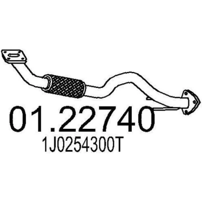 Abbildung von MTS 01.22740 Abgasrohr 870 vorne für Mittelschalldämpfer VOLKSWAGEN: Golf 4 Variant, Schrägheck, Bora Limousine, SEAT: Leon I Schrägheck