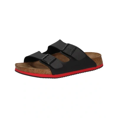 Abbildung von BIRKENSTOCK Sandale Arizona Superlauf, Birko Flor, schwarz/rot, normal, Größe 44 230114 (Pantolette Schuh Halbschuh Latsche Zweischnaller Berufsschuh Schuhe Birki Slipper Pantoffel)