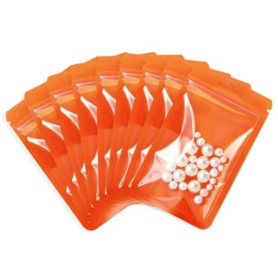 Abbildung von Rimiko 100 Stück Verdickte Druckverschlussbeutel Plastikbeutel, Wiederverschließbare Tasche Zip Folien Mylar zur Aufbewahrung von Lebensmittel und für Verpacken Proben (Orange, 16x24 cm)