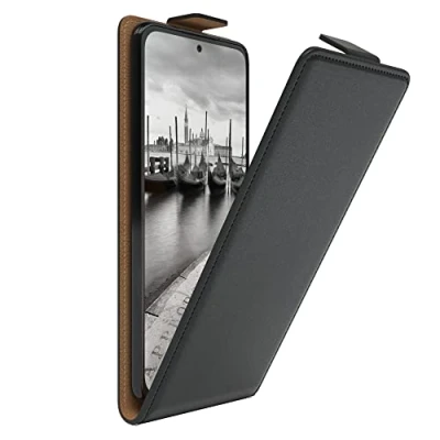 Abbildung von EAZY Case Hülle kompatibel mit Xiaomi 12 / 12X Flip Cover zum Aufklappen, Handyhülle aufklappbar, Schutzhülle, Flipcover, Flipcase, Flipstyle vertikal klappbar, aus Kunstleder, Schwarz
