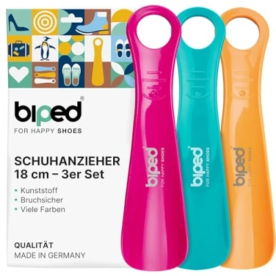 Abbildung von biped 3er Set Schuhanzieher Kunststoff 18 cm Schuhlöffel deutsche Herstellung z1570(dragonfruit)