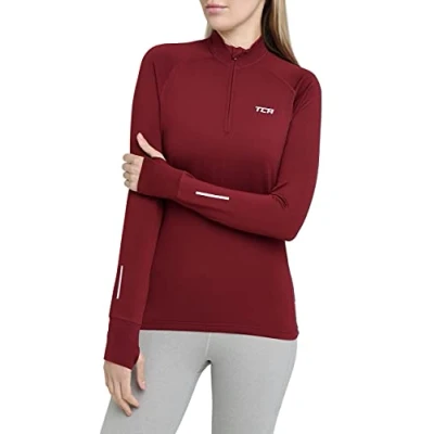 Abbildung von TCA Damen Winter Running Langarm Laufshirt mit Brustreißverschluss Cabernet, XS