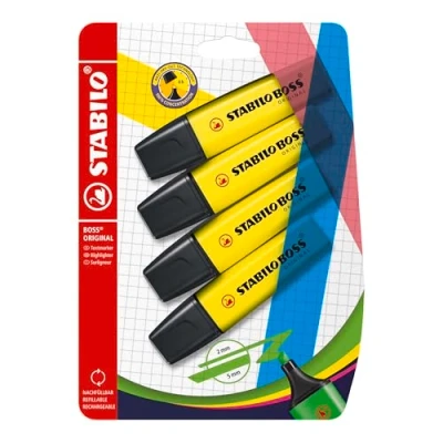 Abbildung von Textmarker STABILO BOSS ORIGINAL 4er Pack gelb