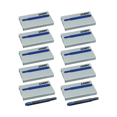 Abbildung von Lamy T10 10er Set löschbare Tintenpatronen mit großem Tintenvorrat geeignet für alle Patronenfüllhaltermodelle Inhalt 1,25ml je Patrone 5 Stück pro Päckchen Tintenfarbe blau
