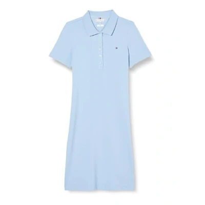 Abbildung von Tommy Hilfiger Damen Polokleid 1985 Slim Pique Polo Dress Ss Fit, Blau (Well Water), XXS