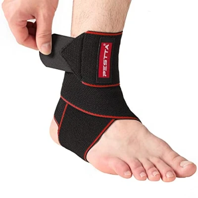 Abbildung von PESTTA Sprunggelenkbandage, Einstellbares Fußbandage, Flexible knöchelbandage, Ultradünn Fußgelenkbandage, Komfortabel fußgelenk bandage, Rechte und Linke Fußgelenk, Damen Herren (Rot 1 Stück)