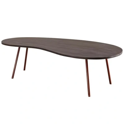 Abbildung von FINEBUY Couchtisch FB50928 (122x34,5x63 cm Akazie Massivholz Metall Nierenform), Sofatisch Kaffeetisch, Wohnzimmertisch Dunkel