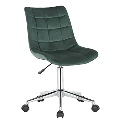 Abbildung von CLP Bürostuhl Medford Samt I Drehstuhl Für Home Office Schreibtischstuhl Höhenverstellbar Mit Drehfunktion, Metallgestell Und Rollen, Farbe:grün
