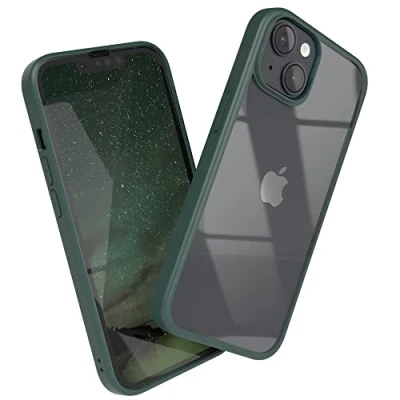Abbildung von EAZY CASE Clear Hybrid Bumper Hülle kompatibel mit iPhone 14, Handyhülle Ultra Aufprallschutz, Stoßfest und Kratzfest, dünne Schutzhülle Kameraschutz, Cover Handy Case, Nachtgrün, Grün