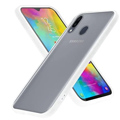 Abbildung von Cadorabo Hülle kompatibel mit Samsung Galaxy M20 Schutzhülle TPU Silikon Case Hybrid Matt Design Anti Rutsch Slim Kratzfest Weiche Gummi Rundumschutz für in Transparent