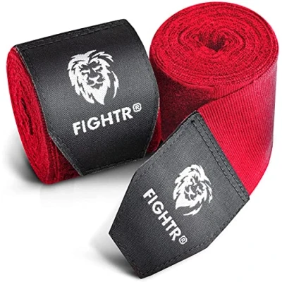 Abbildung von FIGHTR® Premium Boxbandagen für max. Stabilität und Sicherheit 2,5m halb elastische Bandage mit Daumenschlaufe Boxen, MMA, Muay Thai Box Hand Sport Set aus 2