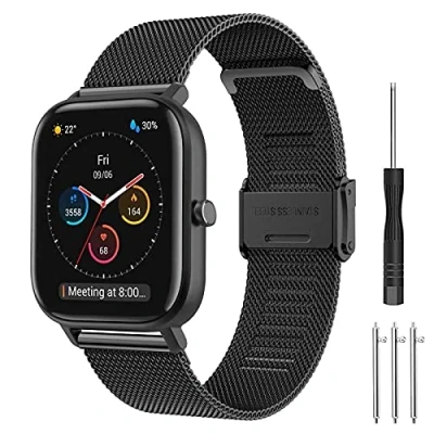 Abbildung von Kompatibel mit Amazfit GTS 2 Mini Armband, 20mm Mesh Geschäft Metall Uhrenarmband für GTS/GTS 2/2e/GTS 3/GTS 4/GTS 4 Mini/GTR Mini/Amazfit Active/Amazfit Bip/Bip U/Bip U Pro/Bip 3/Bip 3 Pro