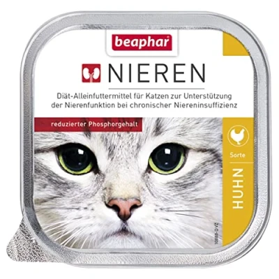 Abbildung von beaphar Nierendiät Für Katzen Diät Alleinfuttermittel Zur Nierenunterstützung Bei Niereninsuffizienz Reduzierter Phosphorgehalt Mit Wertvollem Lachsöl Huhn 1x 100g